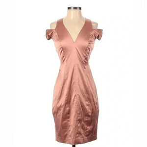 Black Halo | Pink Blush Champagne Satin Cut Out Sheath Dress Size 2 XS